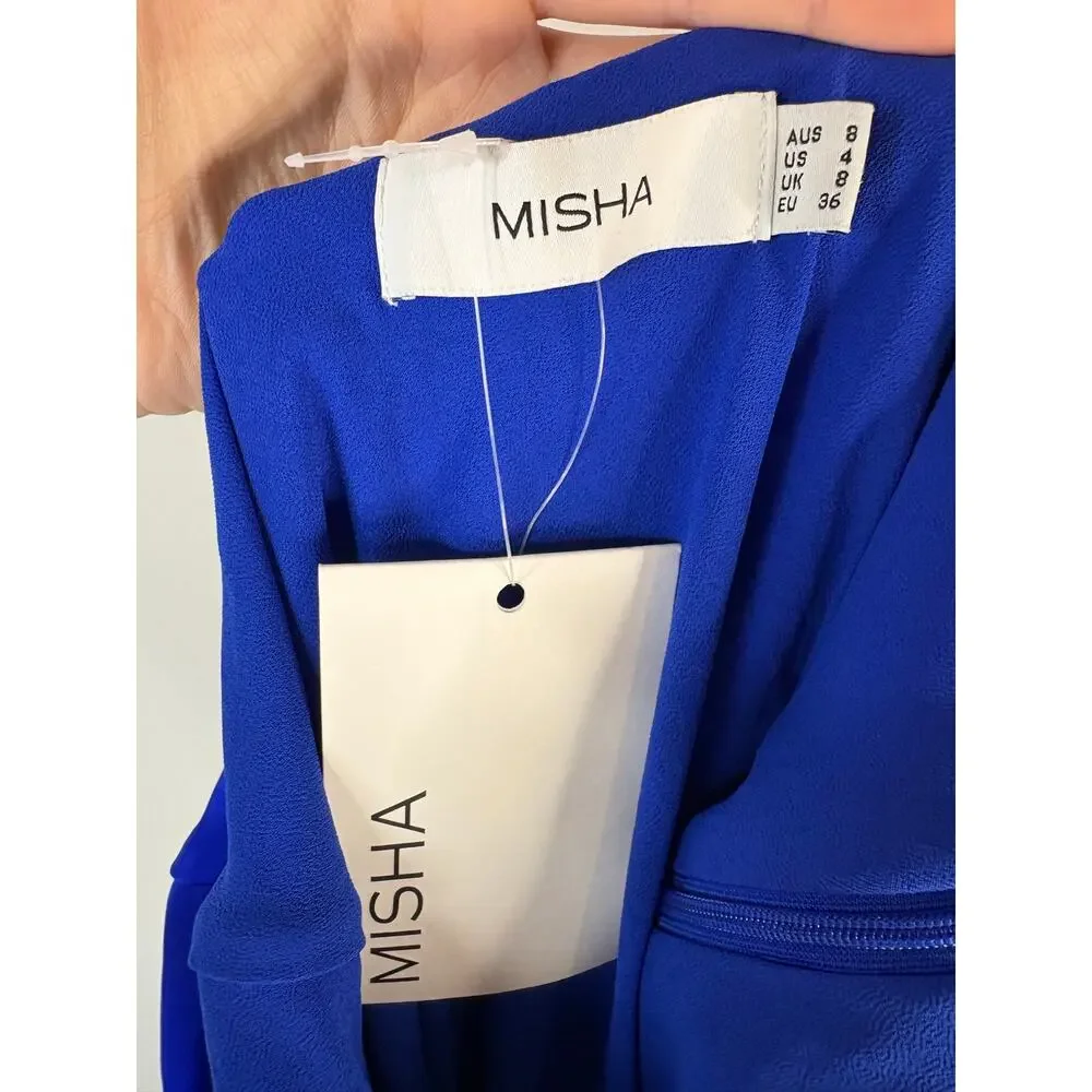 MISHA Alastair Satin Gown Maxi Satin Scarf Gala Formal Evening Prom Party 4
